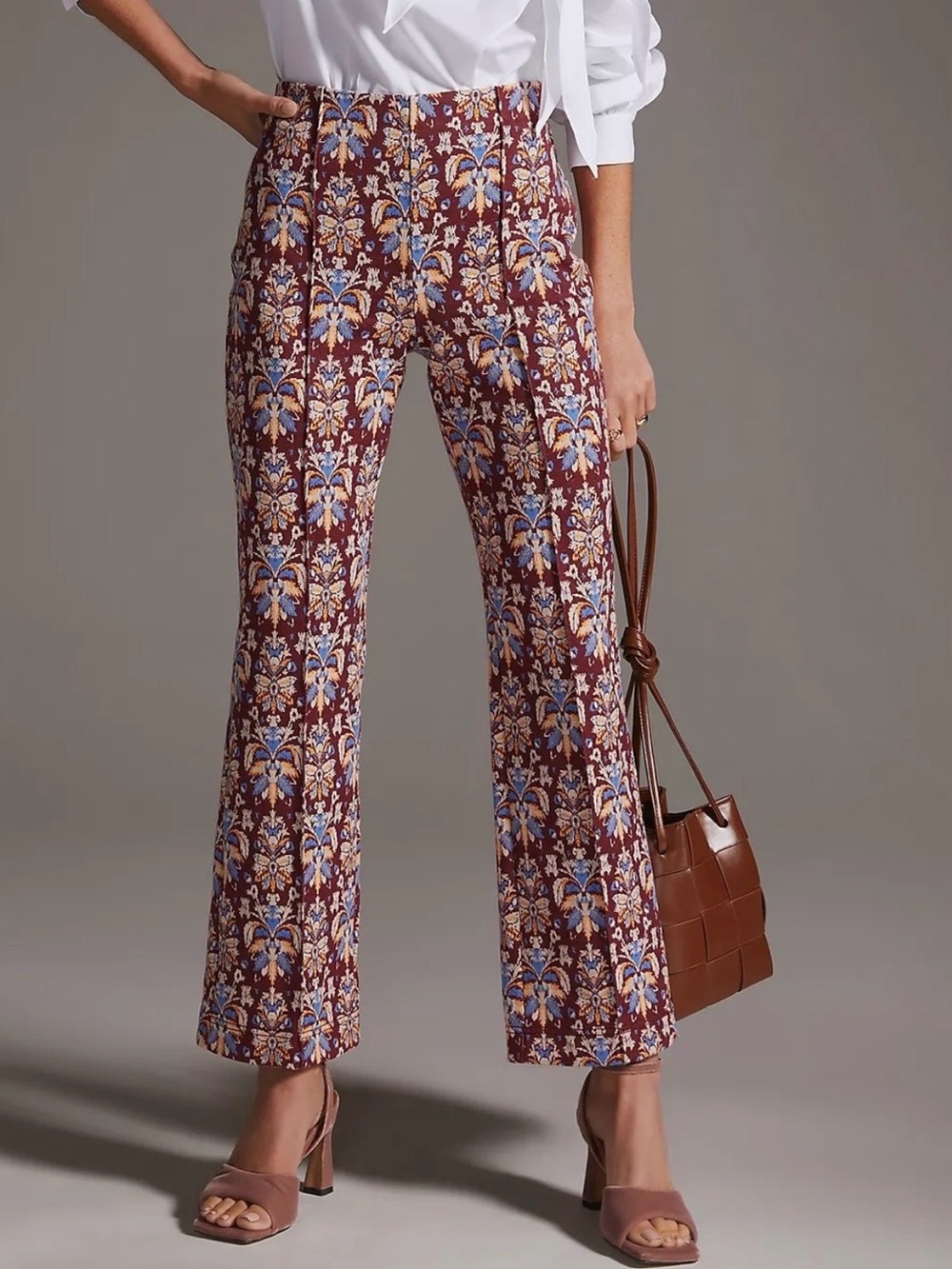Anthropologie Maeve The Margot Kick-Flare Cropped Pants, XS, Pull on Elastic